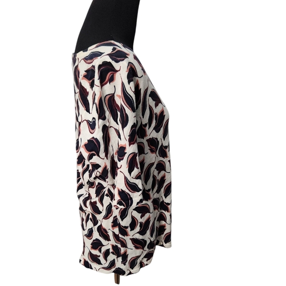 Ann Taylor Crew Neck 3/4 Sleeves Leaf  Size Large - Picture 2 of 8